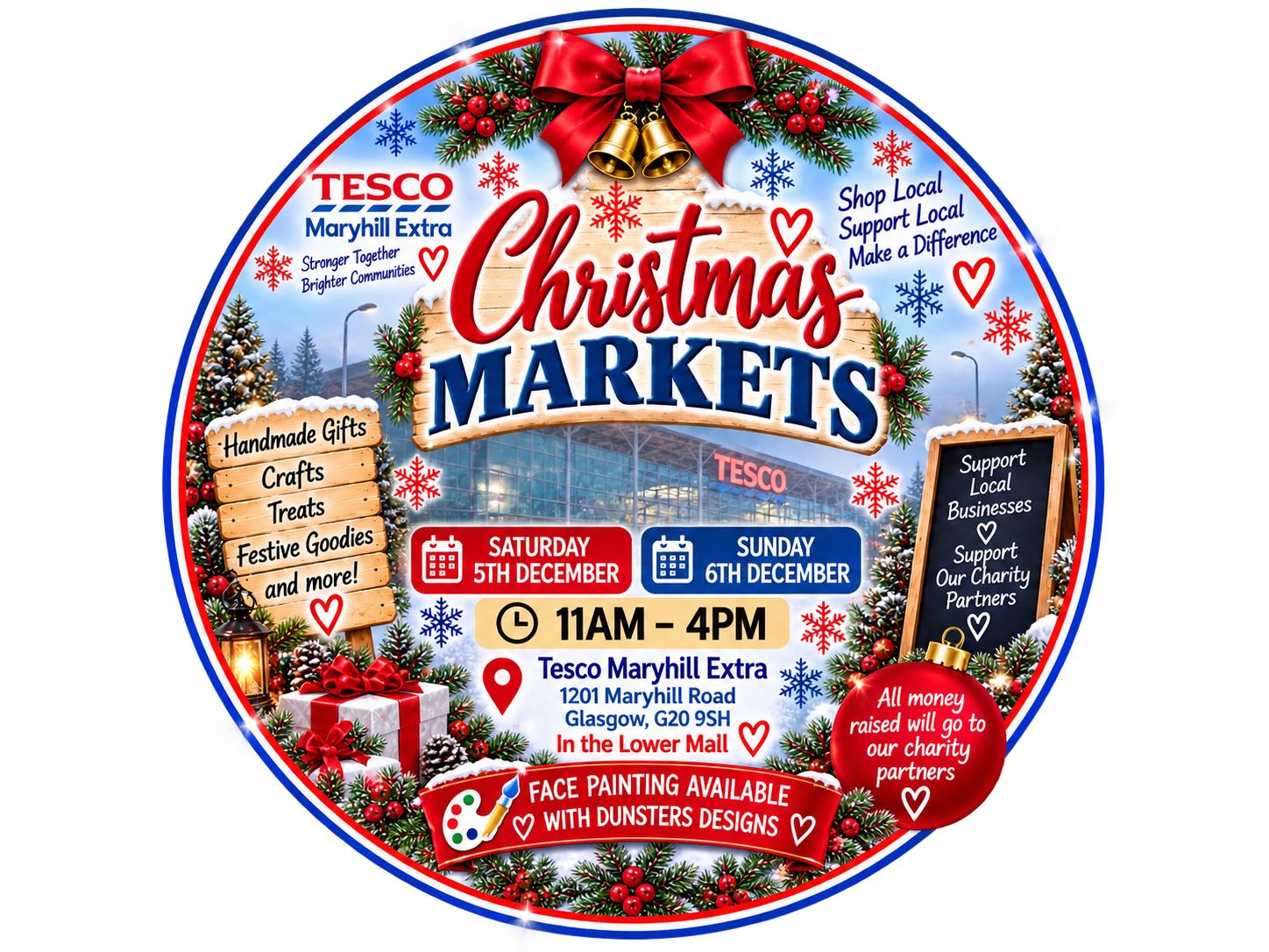 Face painting @ Tesco Maryhill extra Christmas community markets
